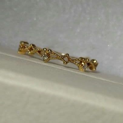 【美品】NOJESS K10 レース ダイヤモンド ピンキーリング 3号