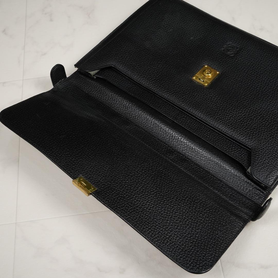LOEWE ビジネスバッグ ブラック レザー カデナ クロシェット キーx2