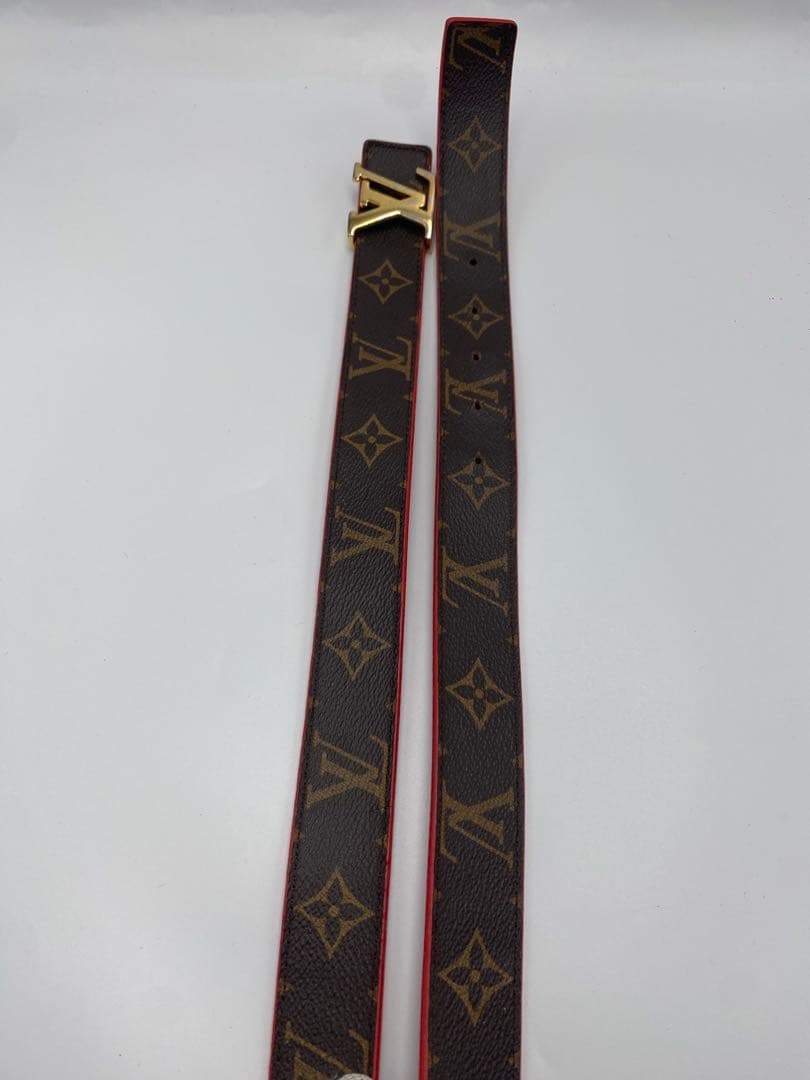 LOUIS VUITTON モノグラム　LV金具　ベルト　レッド　ブラウン