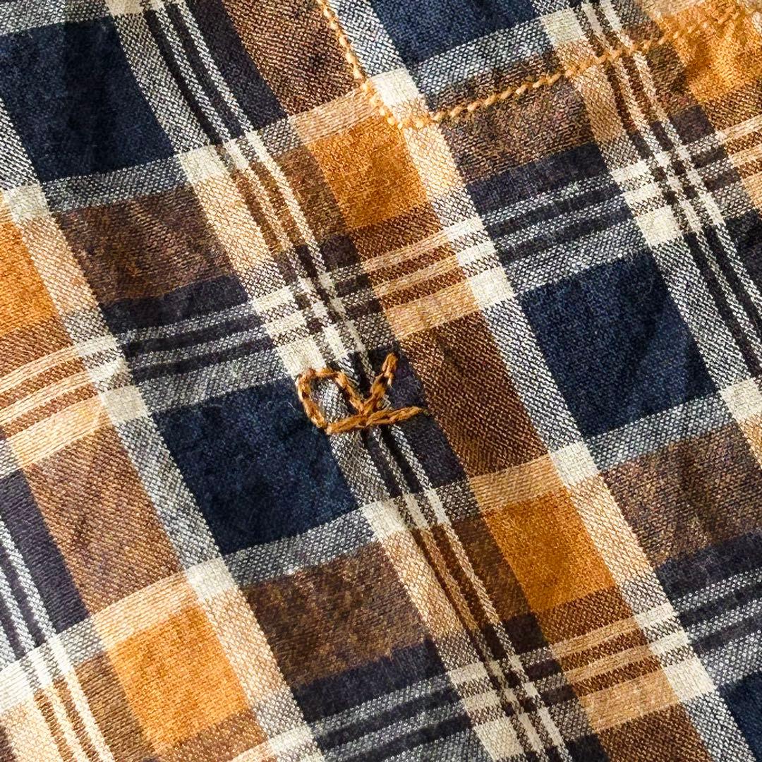 2941Z 美品 45R チェックシャツ インド麦平の908シャツ 現行タグ 綿