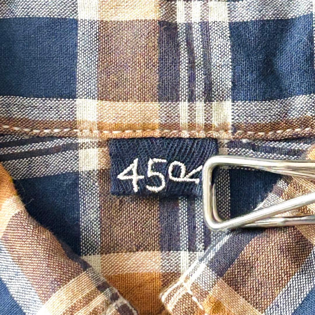 2941Z 美品 45R チェックシャツ インド麦平の908シャツ 現行タグ 綿