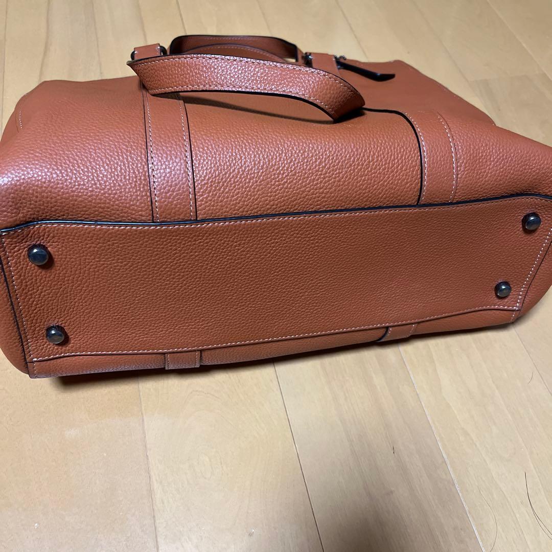 週末お値下げ　COACH オレンジ ブラウン　レザー トートバッグ