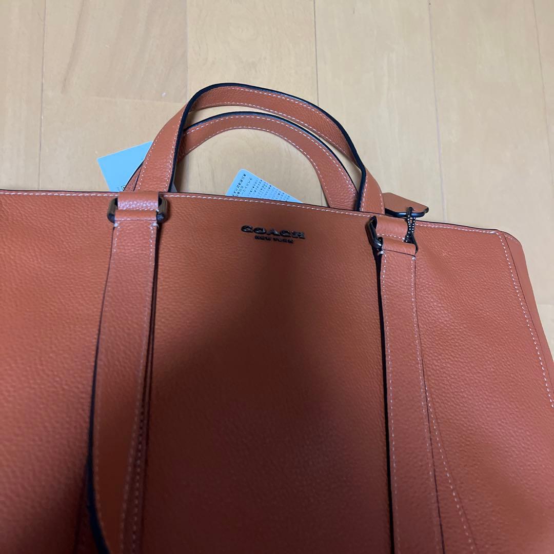 週末お値下げ　COACH オレンジ ブラウン　レザー トートバッグ