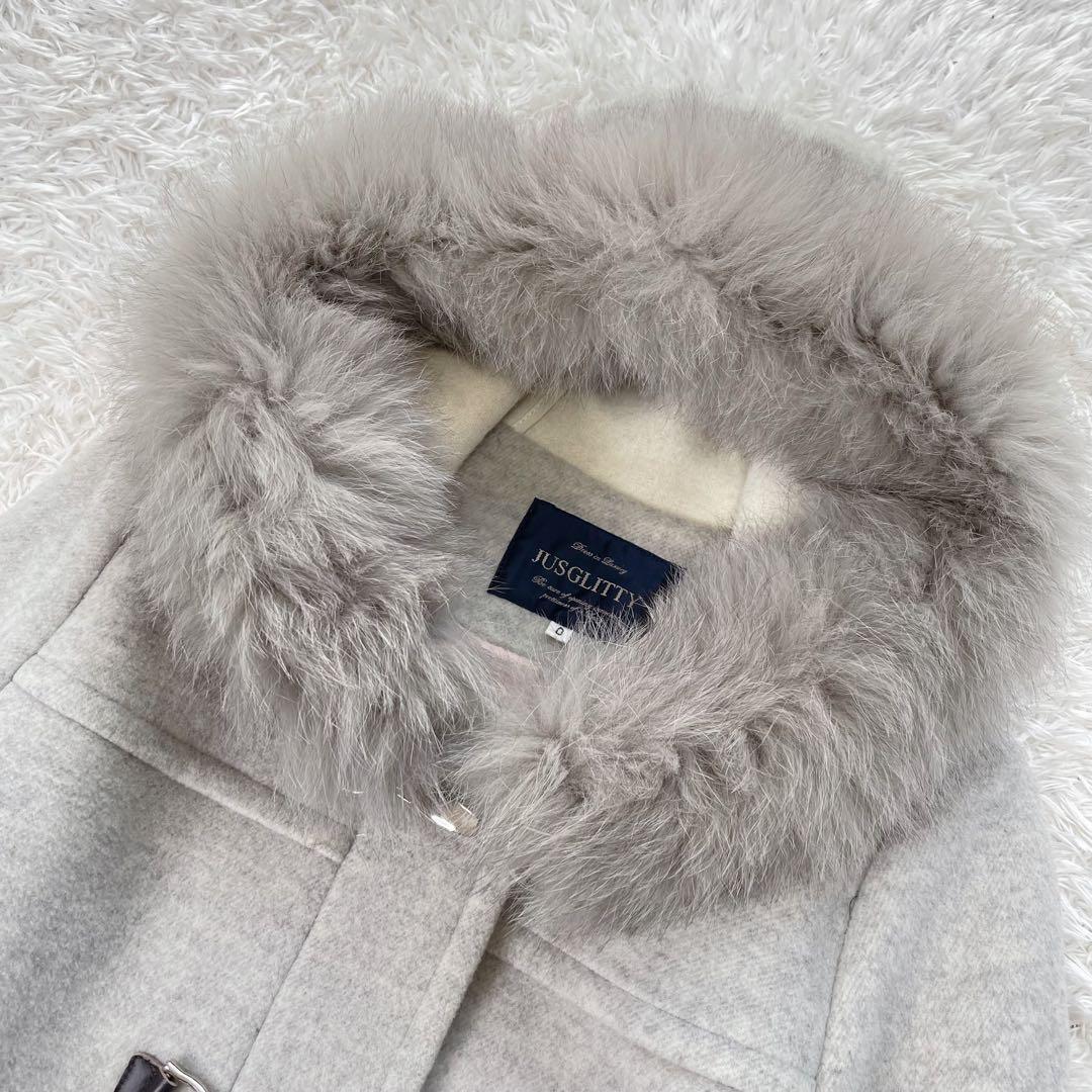 極美品✨️ジャスグリッティー 金具 牛革 ダッフルコート フォックスファー