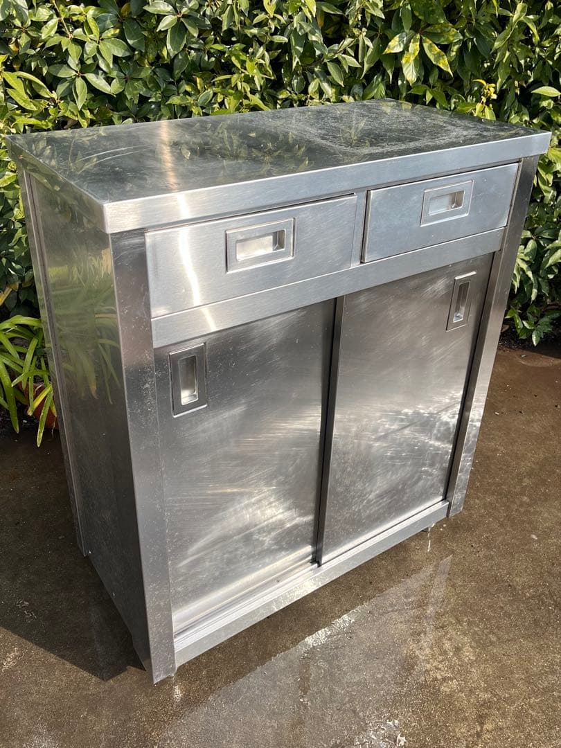 ステンレスは引き出し付きキャビネット　食器棚　作業台　890×450×1050
