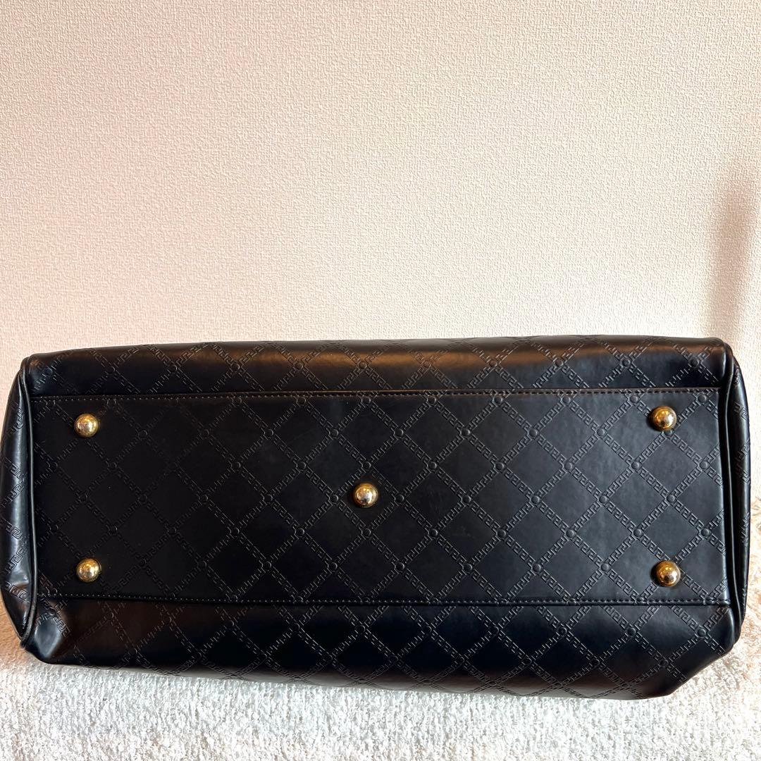 ヴェルサーチ　レザーボストンバッグ ゴールド　ベルト付き　レザー　ブラック