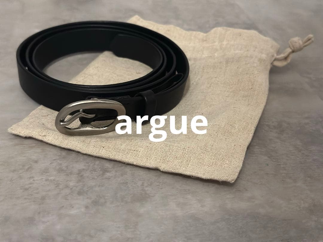 argue ロング　レザー　ベルト　シルバー