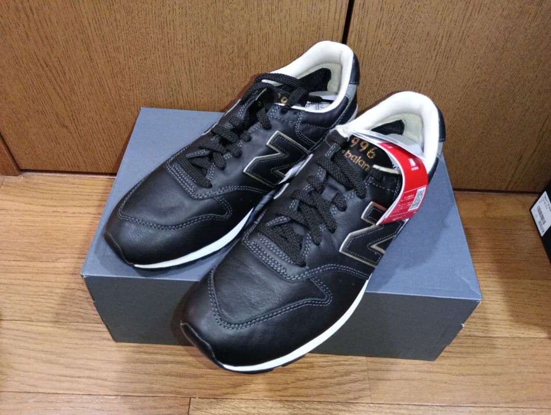 New Balance 996 ブラックレザー スニーカー