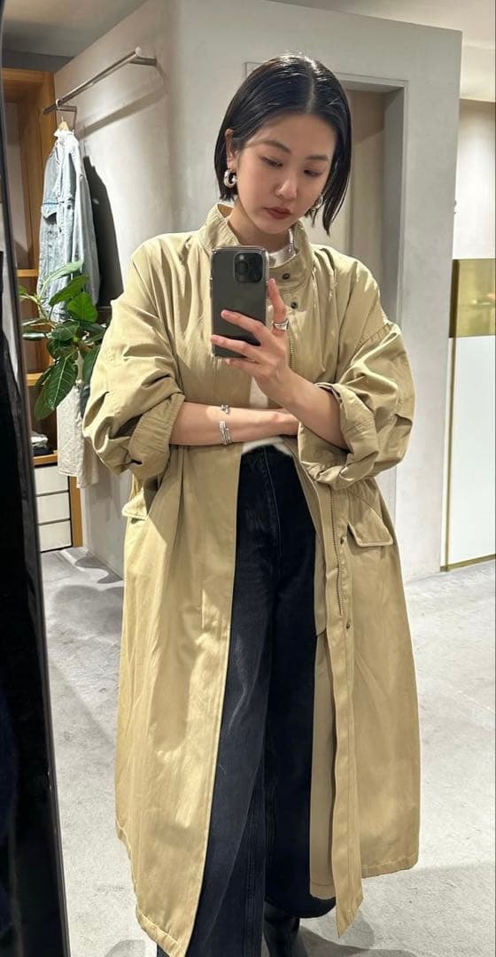 SHENERY キルティングライナー付きオーバーサイズモッズコート