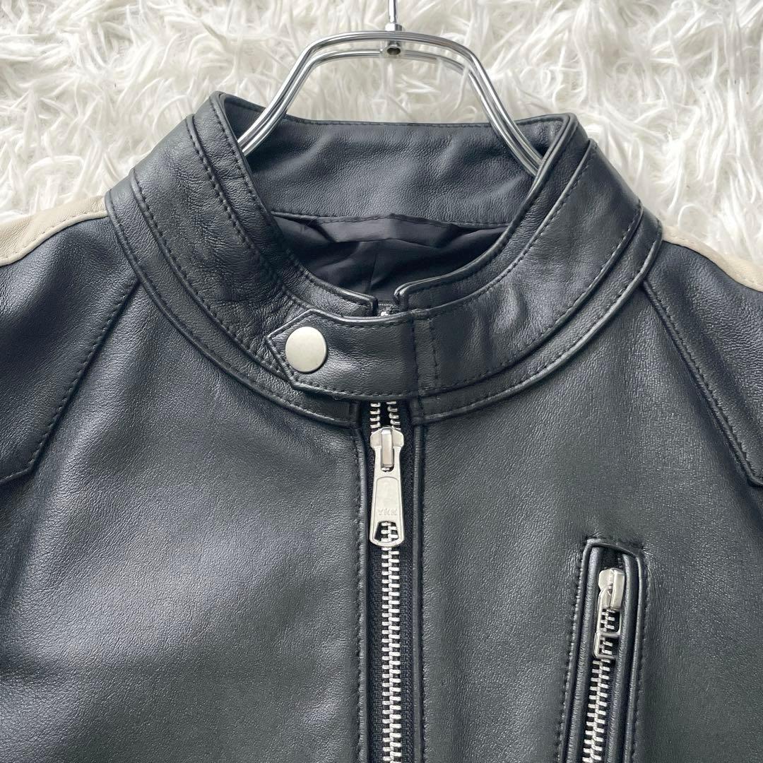 美品✨Rattle Trap シングルライダースジャケット 羊革 サイドラインM