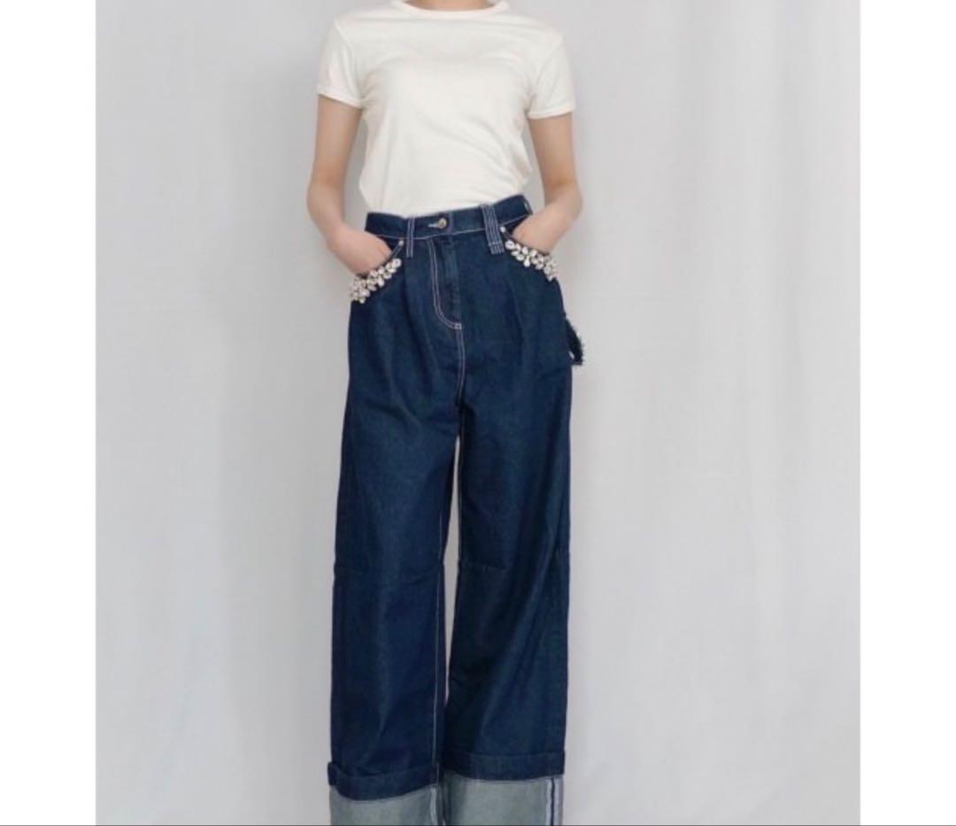 SIMONE ROCHA WIDE LEG PUDDLE JEANS デニム