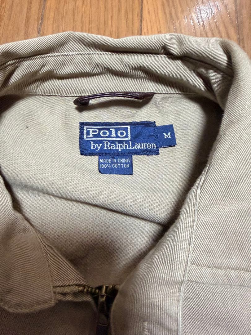 ポロラルフローレン スイングトップ ベージュ M 刺繍ロゴ 90s 古着