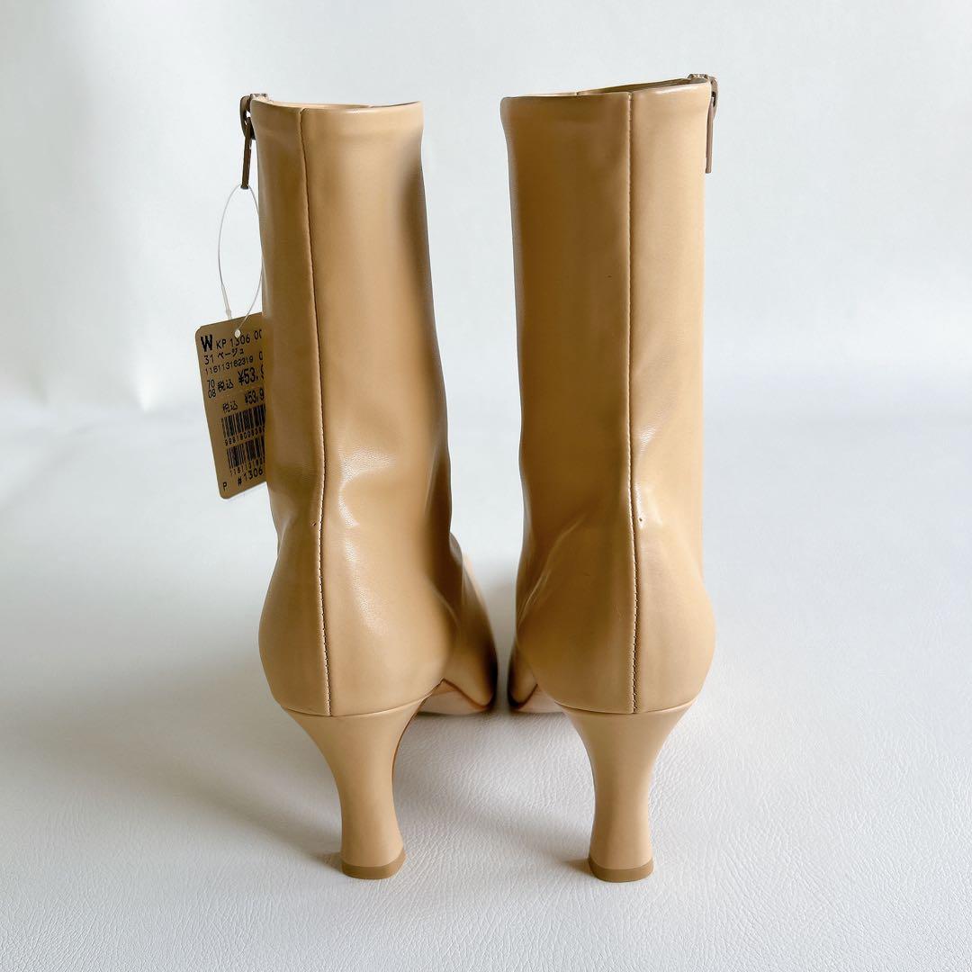 新品★HEWNヒューン　レザーショートブーツ　サイドジップ　スクエアトゥ　37