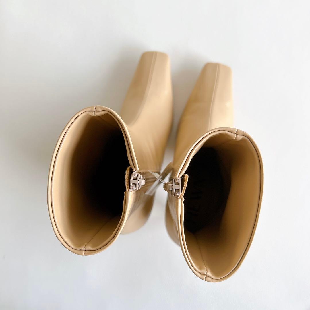 新品★HEWNヒューン　レザーショートブーツ　サイドジップ　スクエアトゥ　37