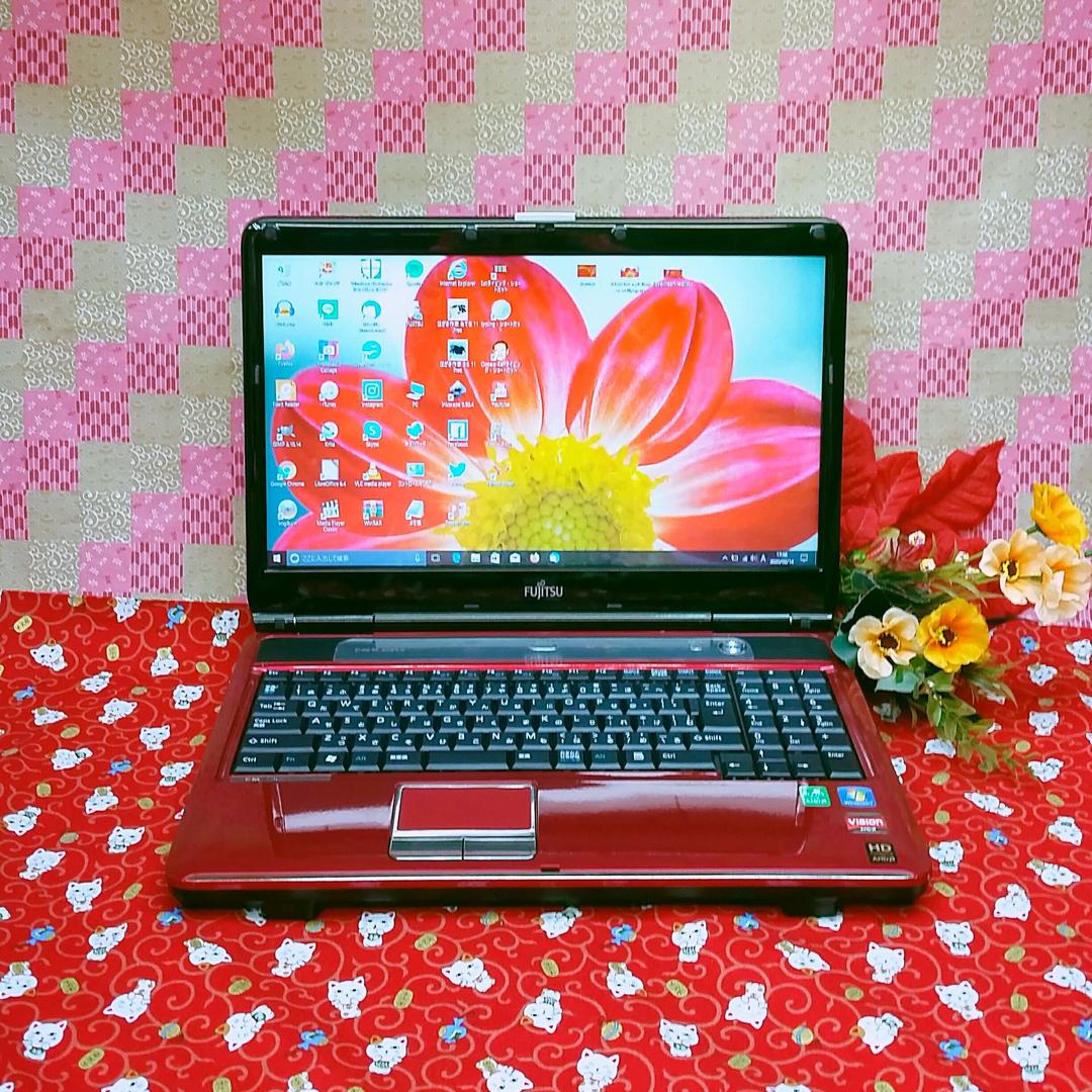 レッド富士通/HDD320GB！新型Win10！ソフト多数