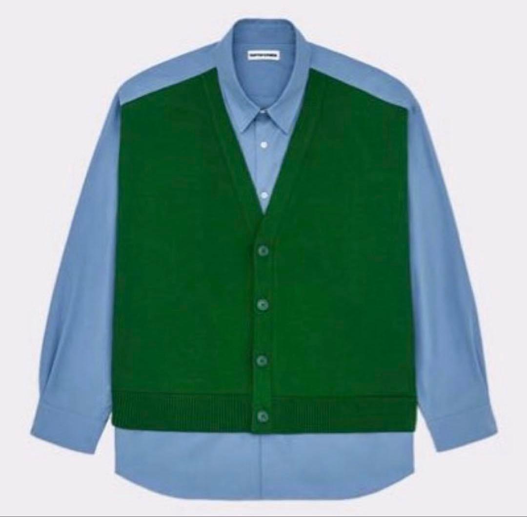 ソフトハイフンKNITCARDIGAN DETAIL LAYERED SHIRT