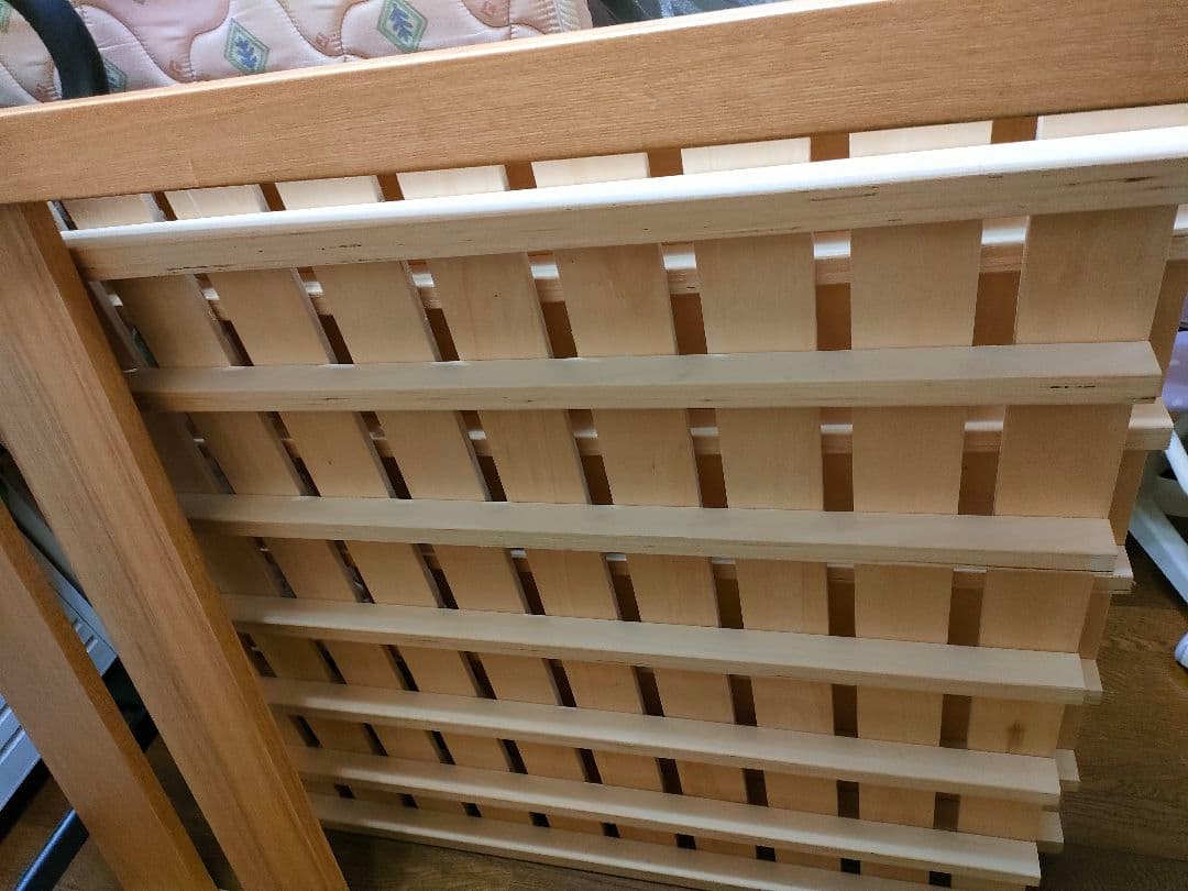 ナチュラル木製ロフトベッド