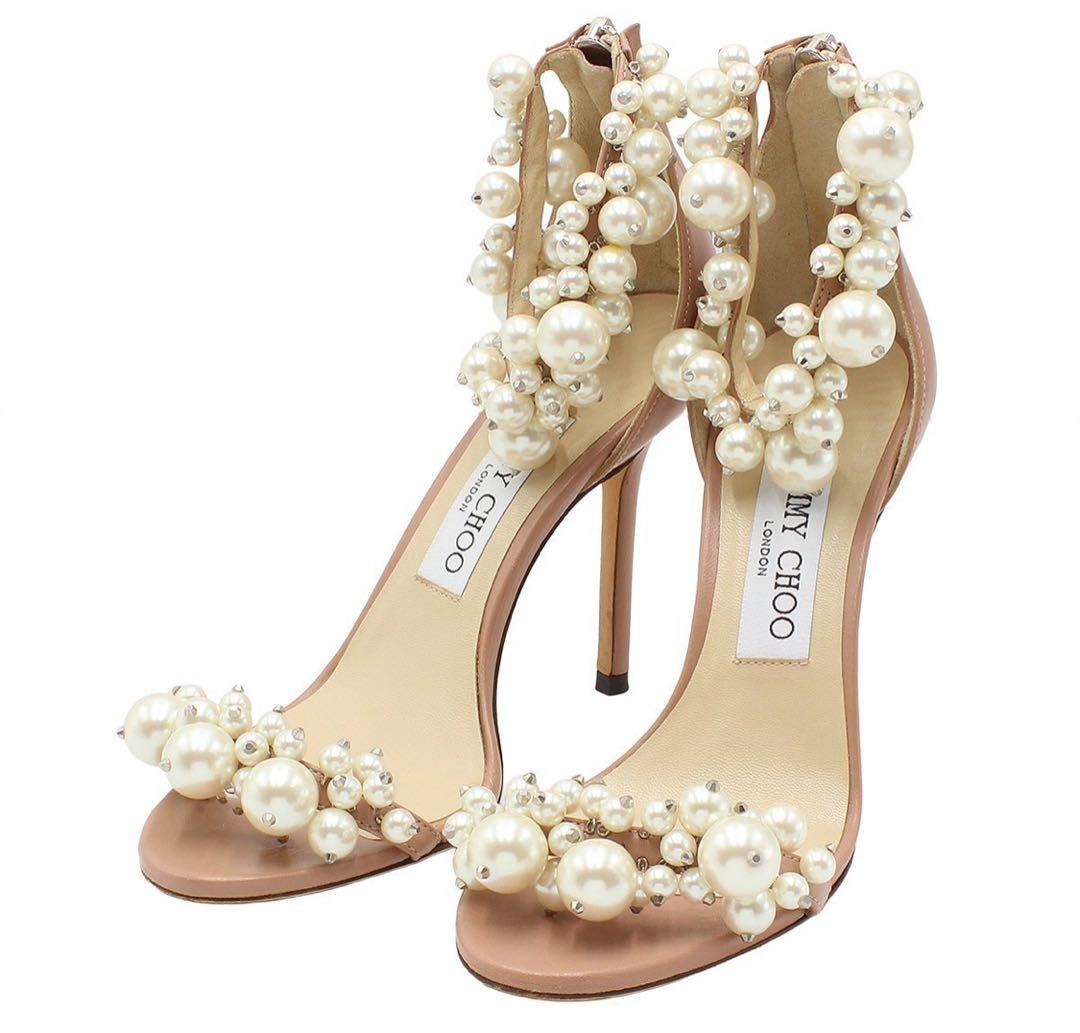 R2353 超美品 ジミーチュウ マイセル パール ヒール パンプス