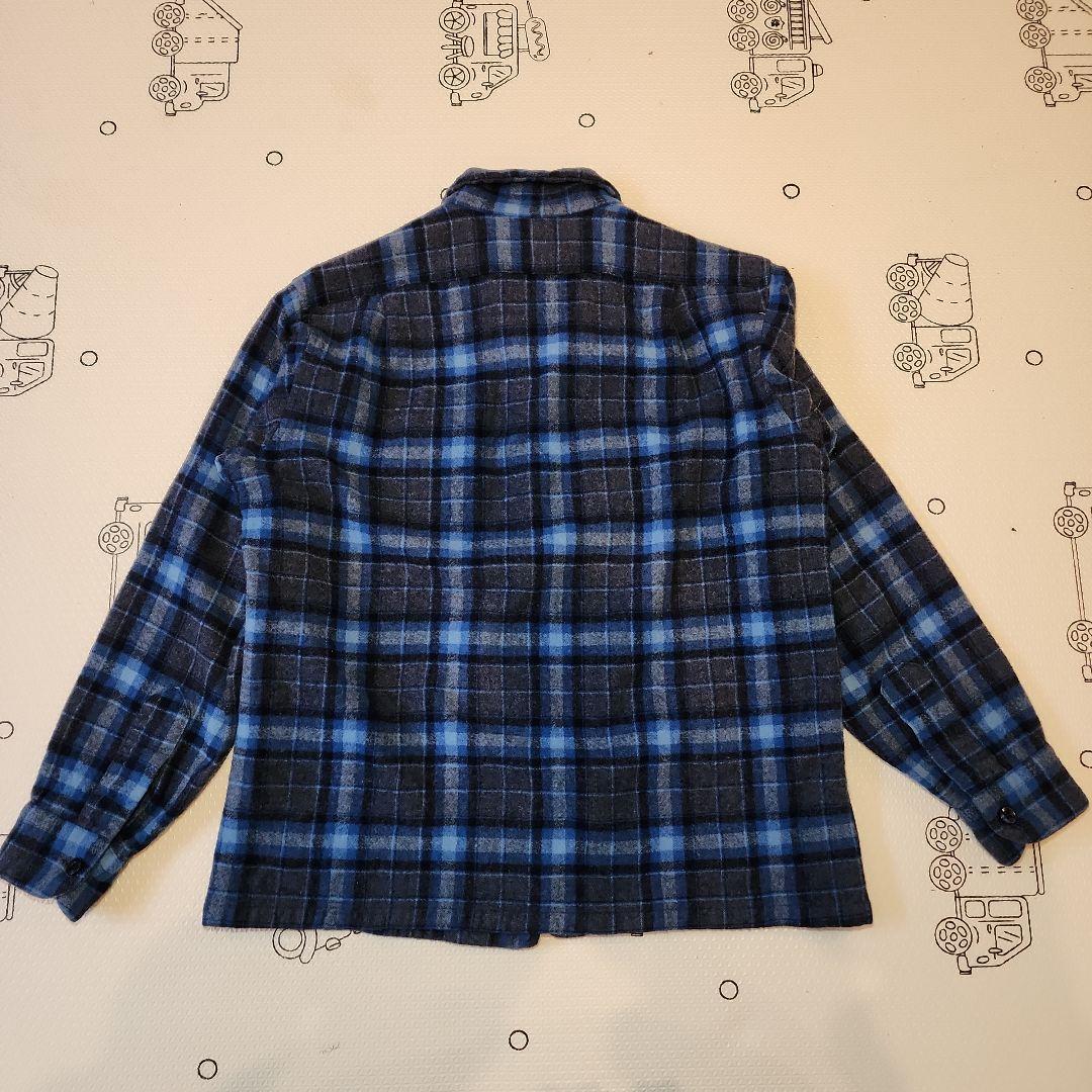 70s USA製 pendleton board shirt 好配色 黒　青