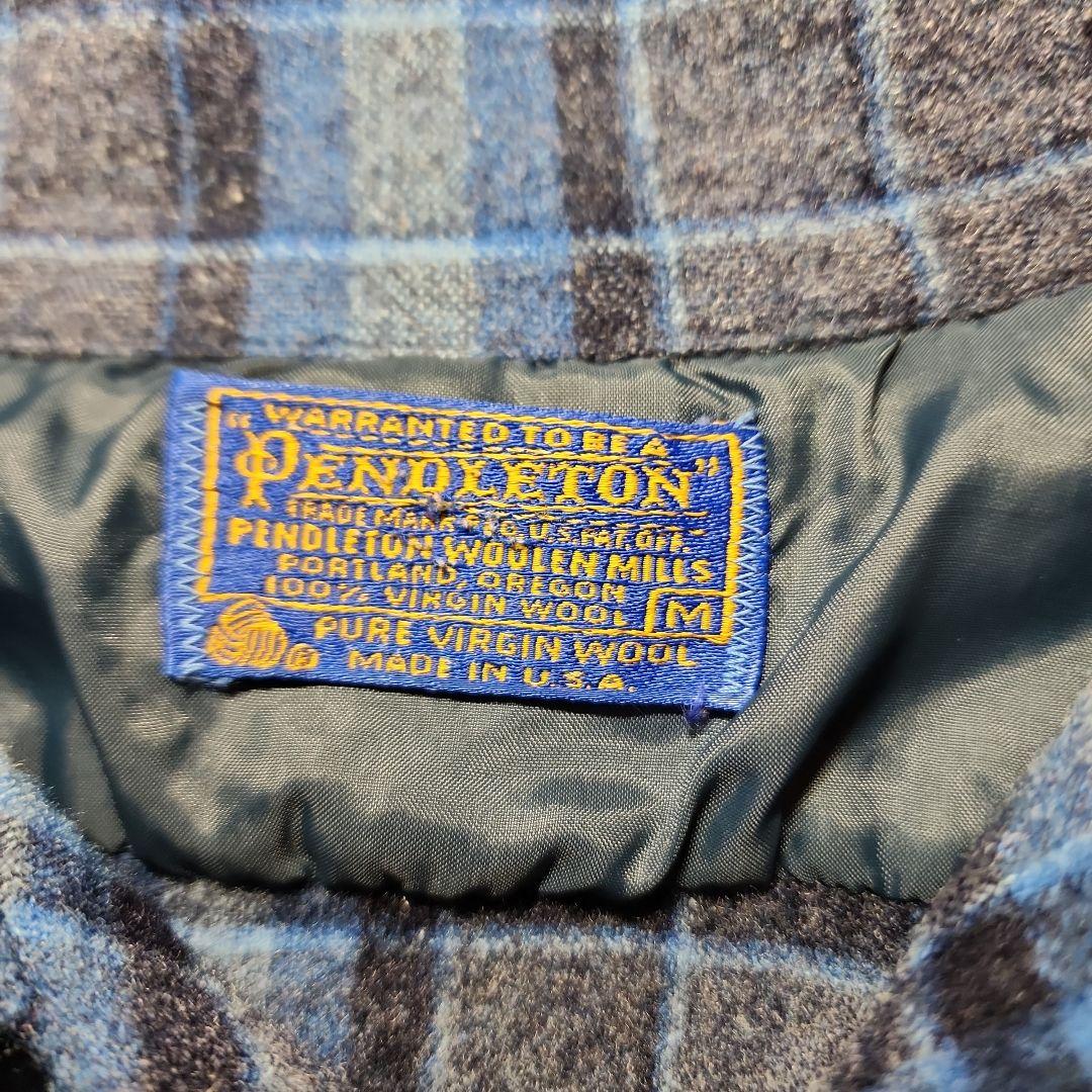 70s USA製 pendleton board shirt 好配色 黒　青