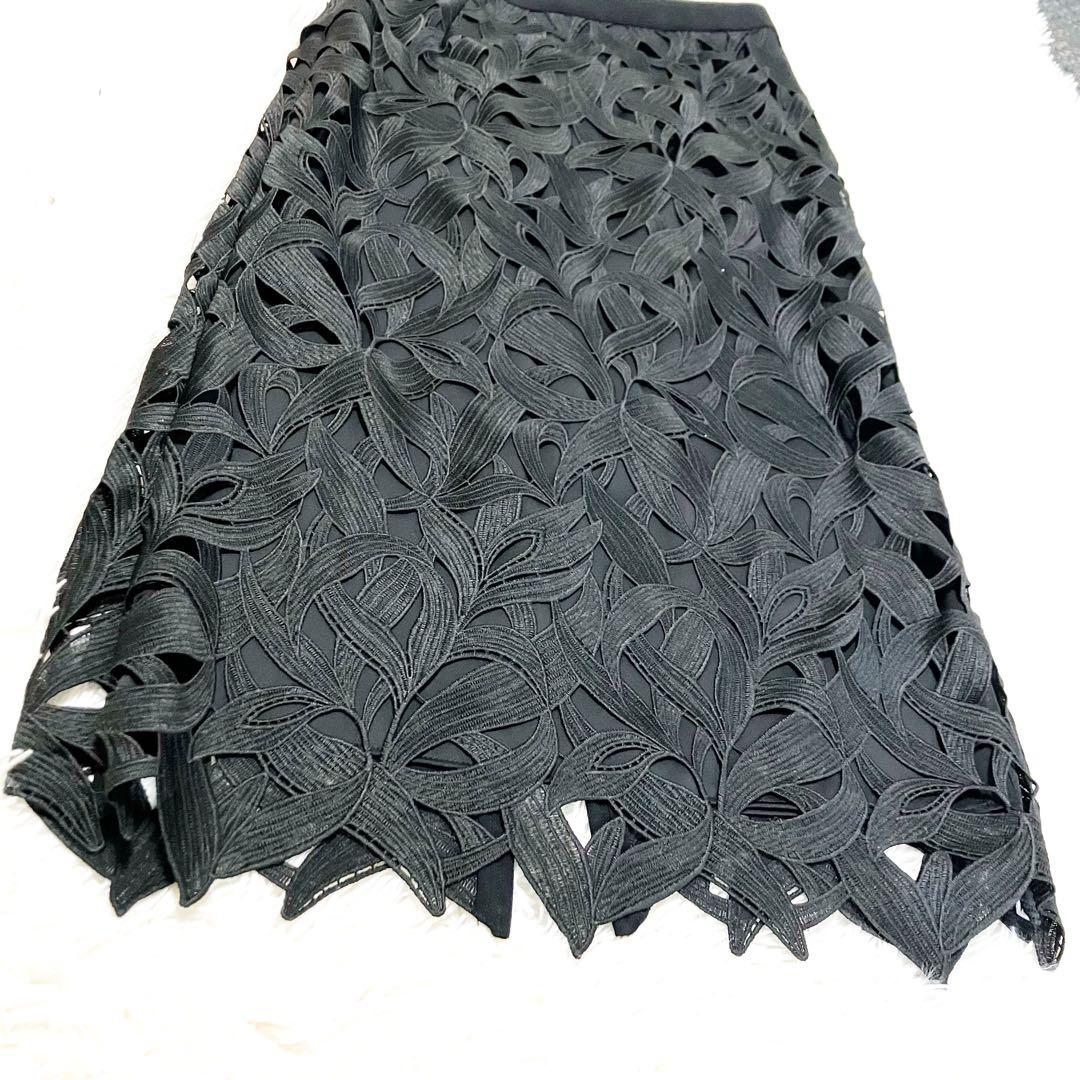 ADORE モダンリーフレーススカート 黒 アドーア　36