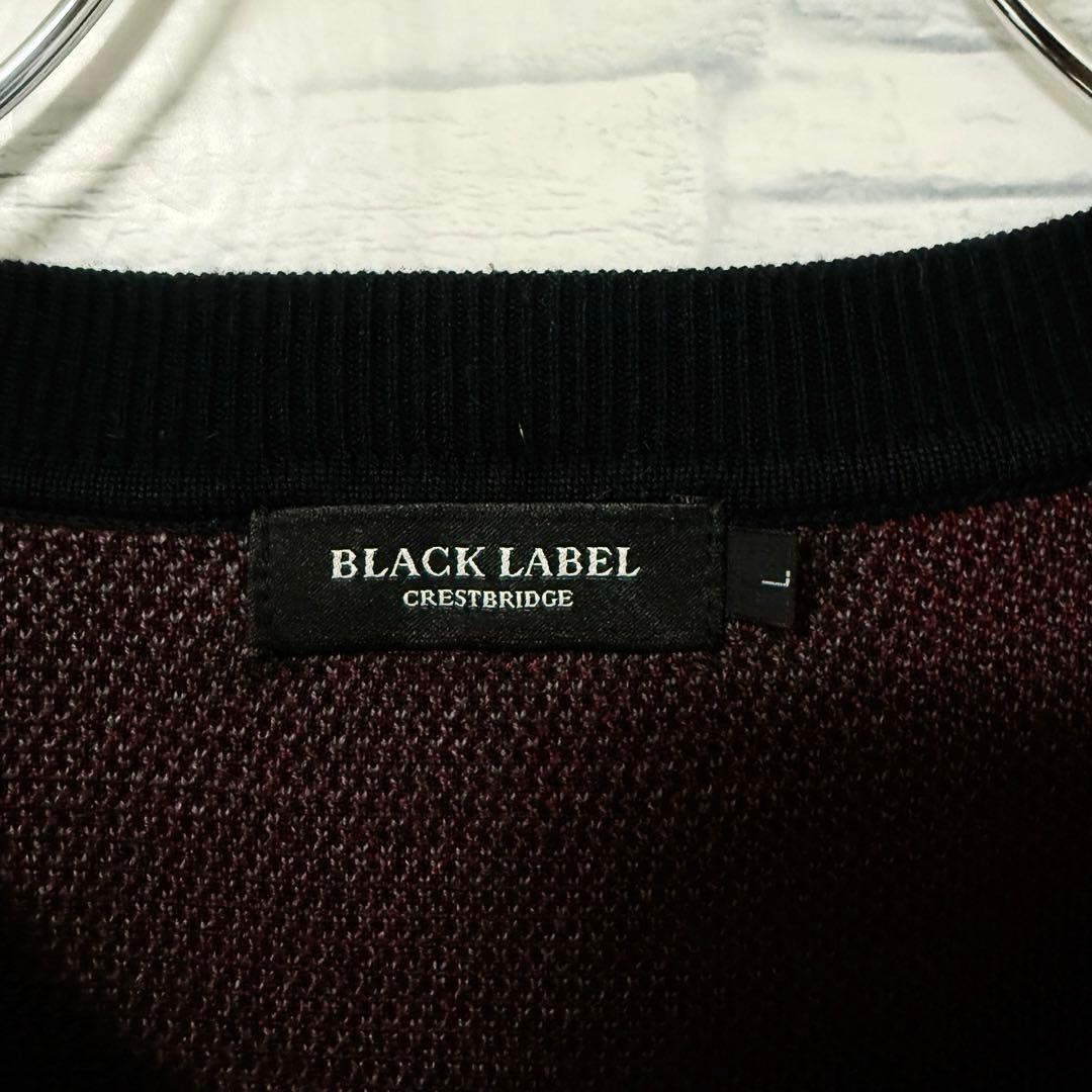 【美品】ブラックレーベルクレストブリッジ チェック ニットセーター 刺繍ロゴ L