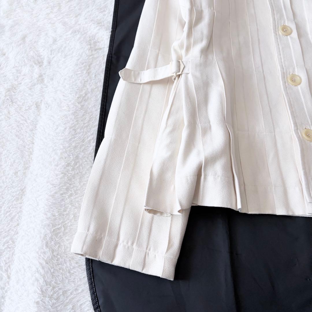 6163 【希少】 イッセイミヤケ プリーツ シャツジャケット クリーム 1