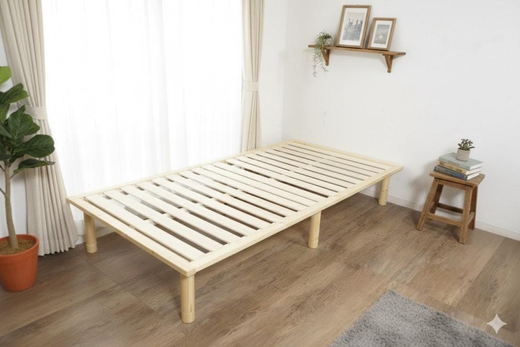 【新品・未使用】 アウトレット　シングルベット　　シンプル　すのこ　ナチュラル