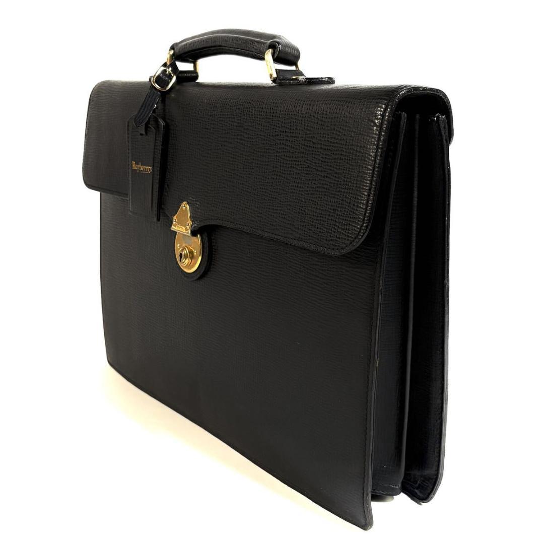 【美品】BURBERRY ビジネスバッグ ヴィンテージ ブラック ゴールド金具