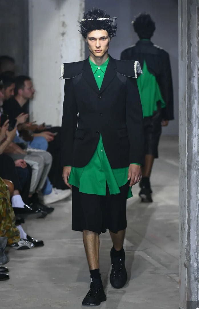 コムデギャルソンオムプリュス　ロングシャツ 長袖 アシンメトリー　24SS 緑