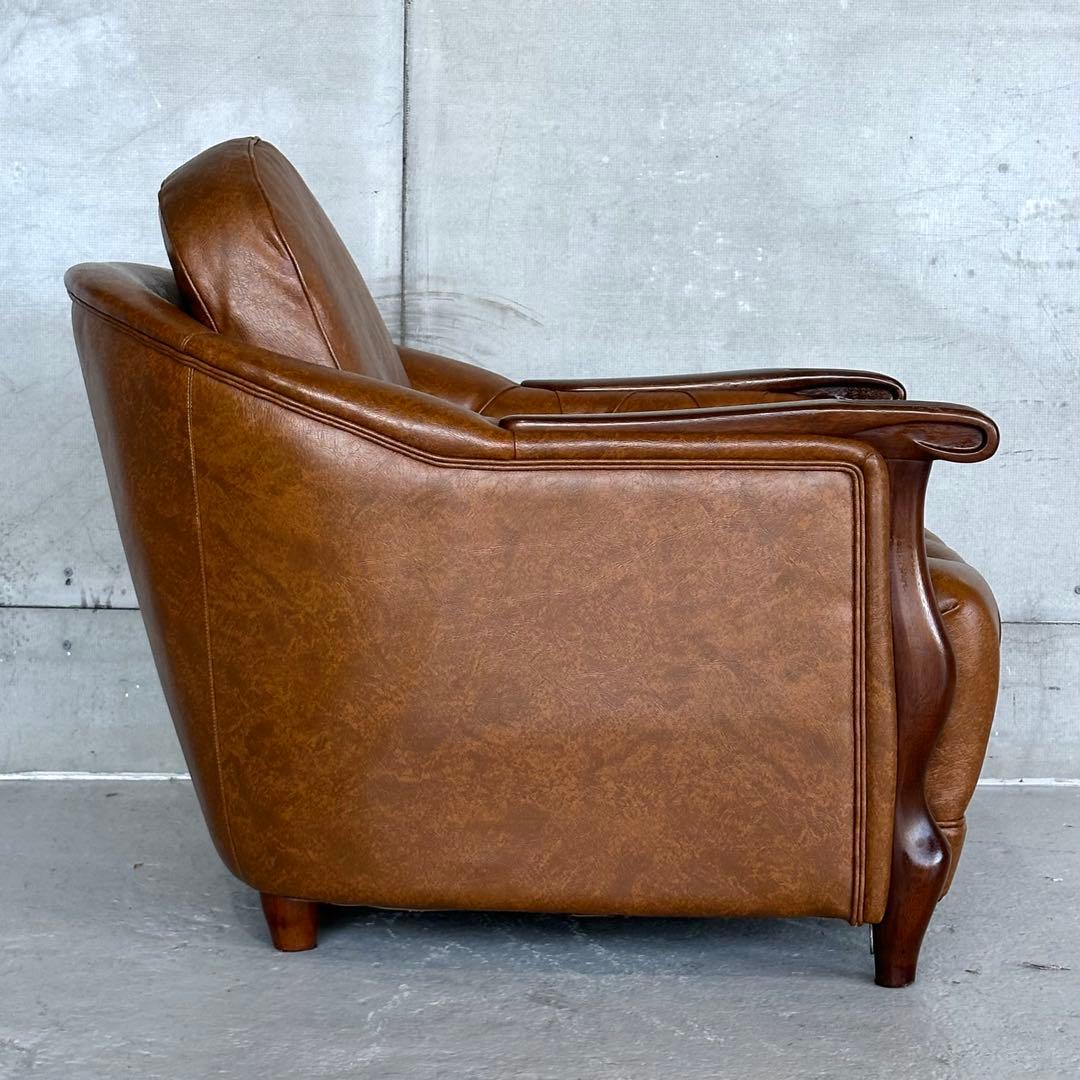 ★マルニ木工★ベルサイユ｜マキシマムシリーズ 1Pソファ｜PVCレザー ロゴ無①