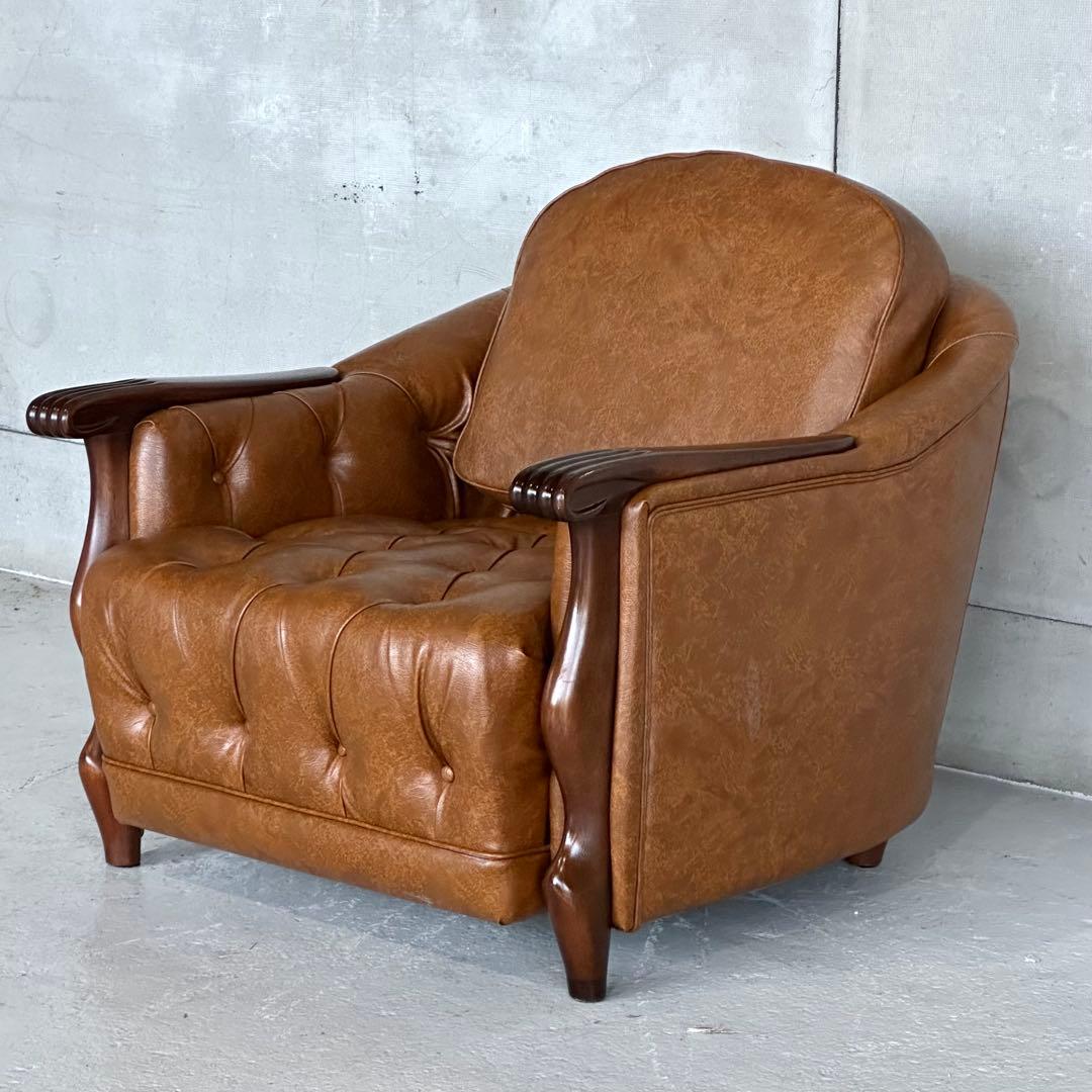 ★マルニ木工★ベルサイユ｜マキシマムシリーズ 1Pソファ｜PVCレザー ロゴ無①