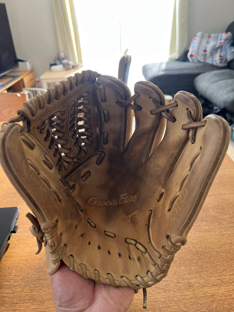 ミズノ　グローバルエリート　少年軟式　グローブ　湯もみの鉄人　片付け　湯もみ品
