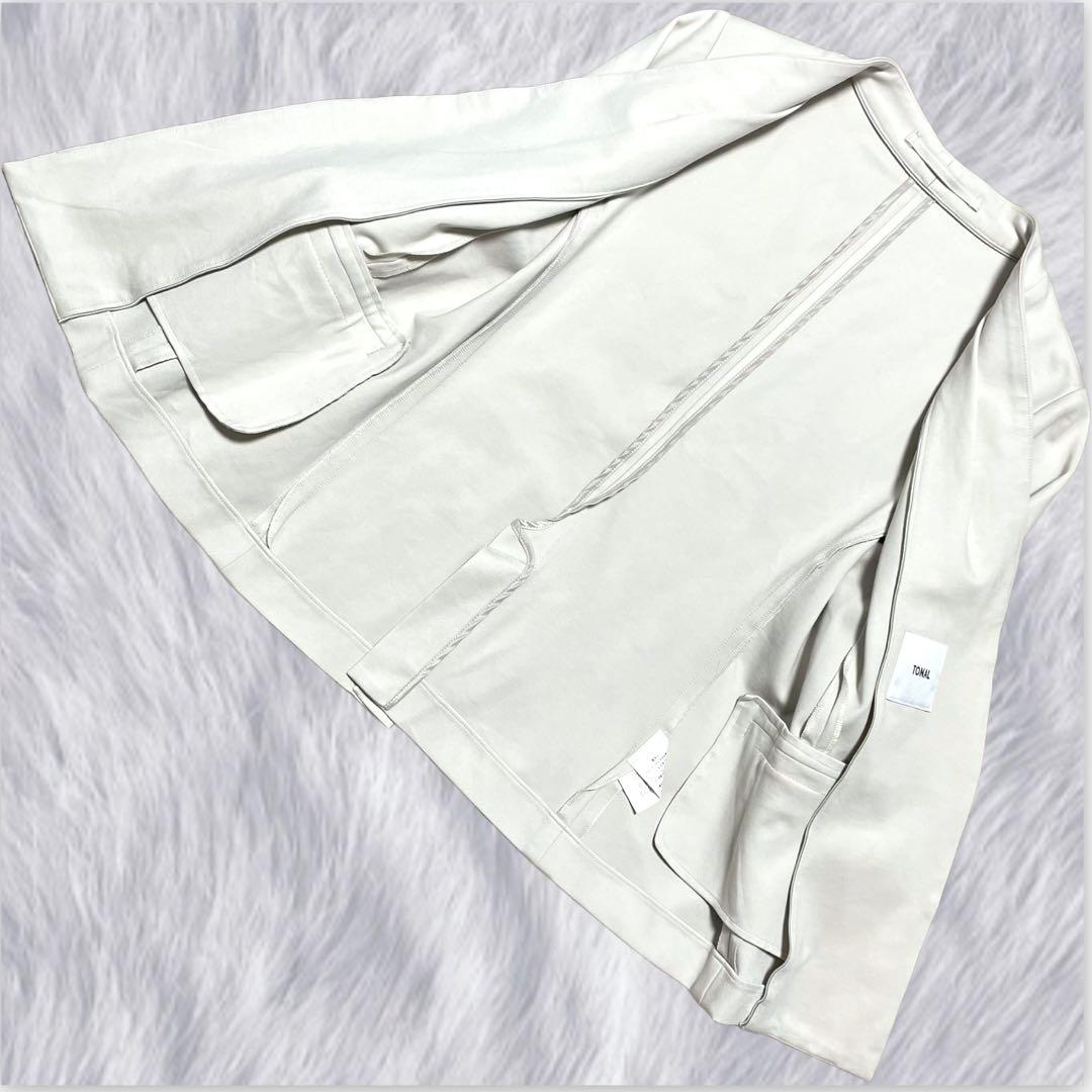 【TONAL】トーナル ノーカラージャケット セットアップ 3点セット オフ白M