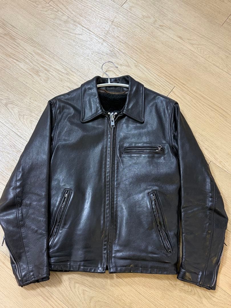 SCHOTT 642VS ライダースジャケット レザー ボアライナー付き 34黒