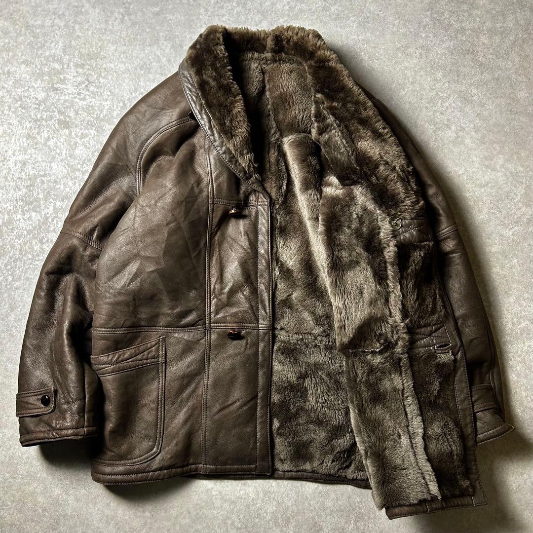 ユーロvintage Euro ムートンボアギャングコート 袖内ムートンボア貼り