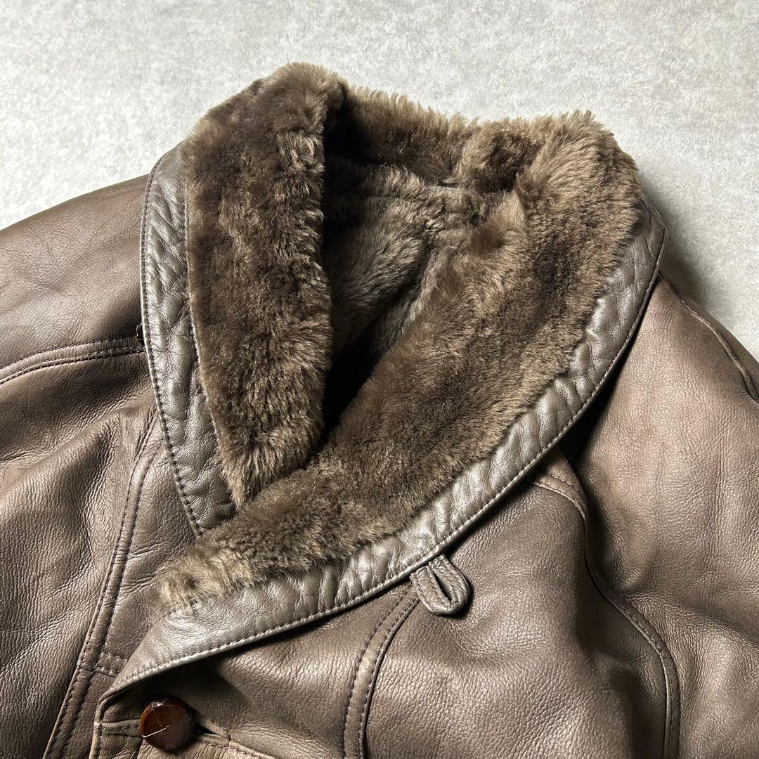 ユーロvintage Euro ムートンボアギャングコート 袖内ムートンボア貼り