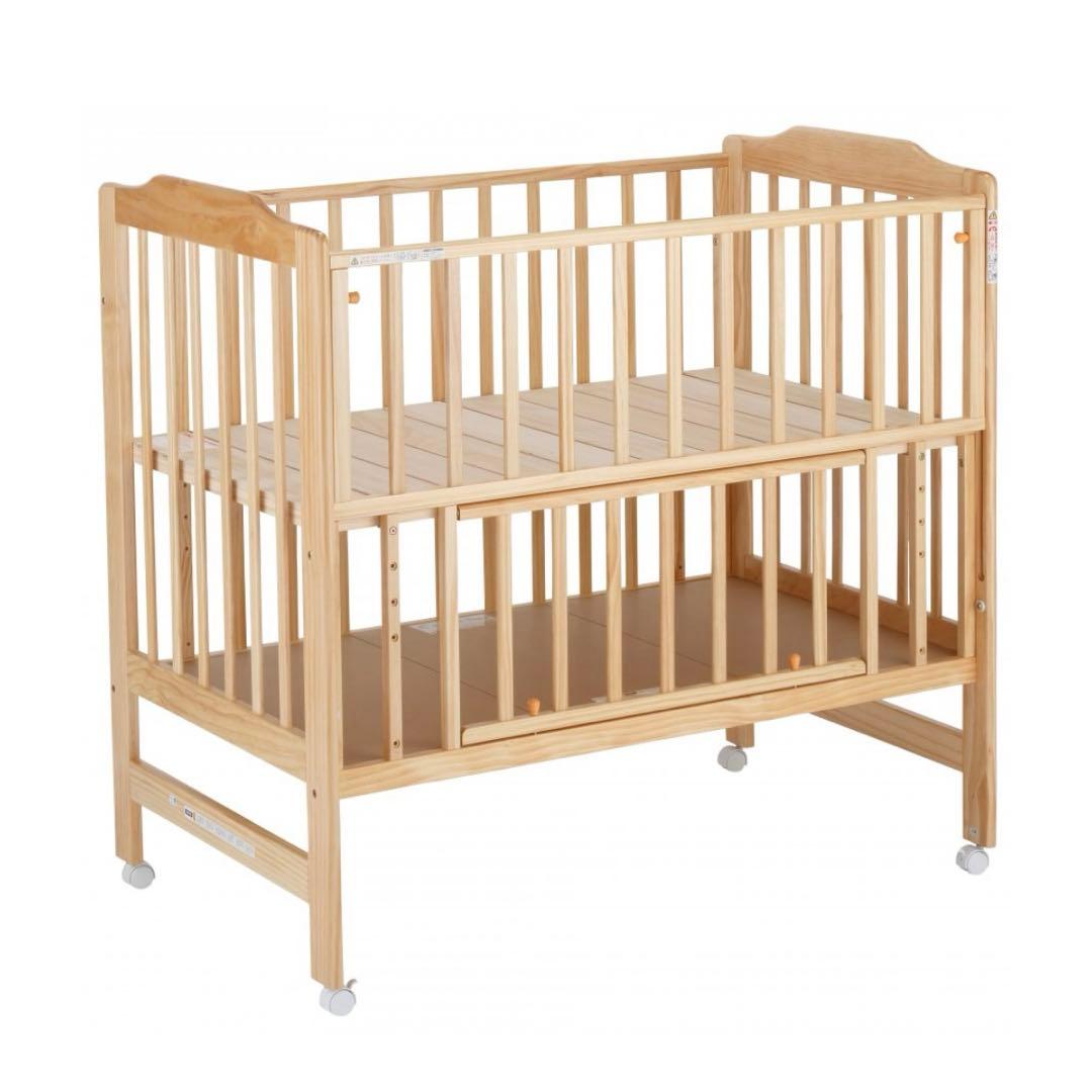 美品 部品完備 KATOJI ハイシートベビーベッド ナチュラル 02399