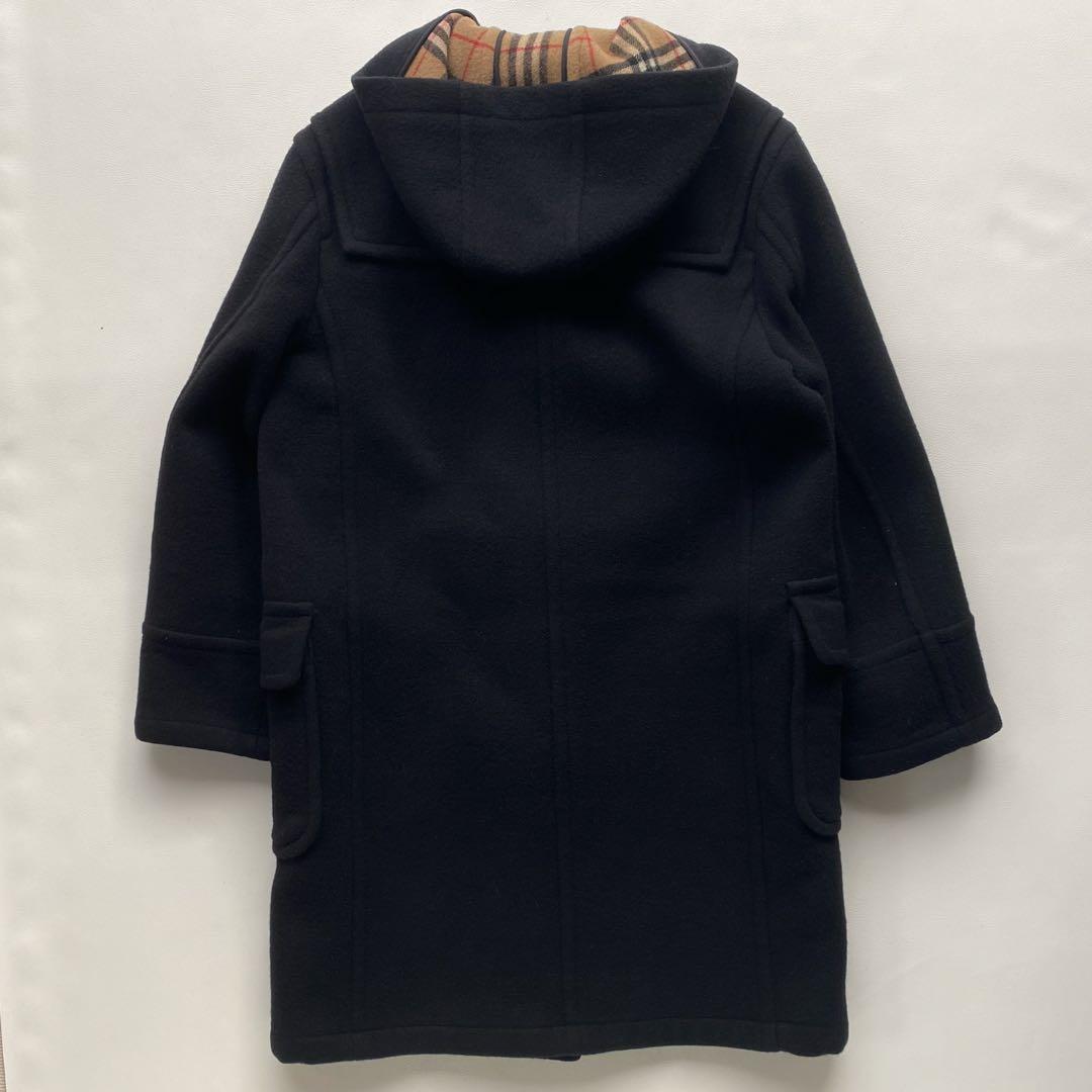 【裏地総チェック】バーバリーブルーレーベル ダッフルコート 黒　メルトンウール