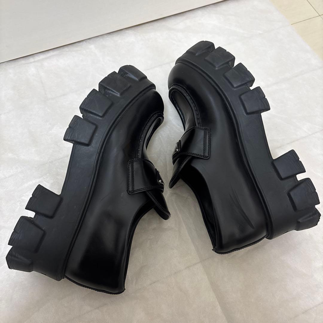 【美品】PRADA プラダ モノリス レザー ローファー プラットフォーム 厚底