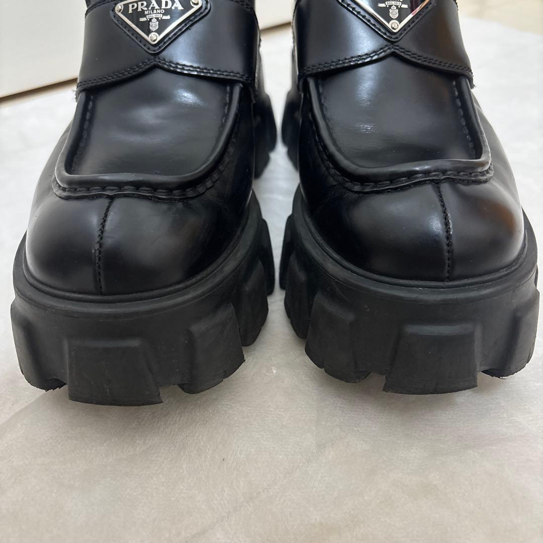 【美品】PRADA プラダ モノリス レザー ローファー プラットフォーム 厚底