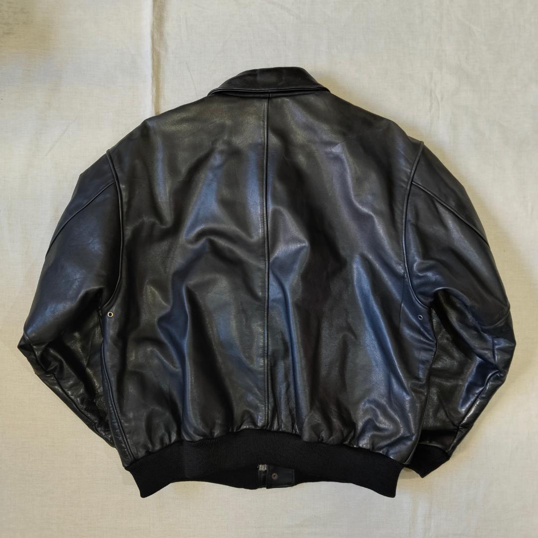 80s 90s USA製 ランズエンド A-2 レザー フライトジャケット 黒