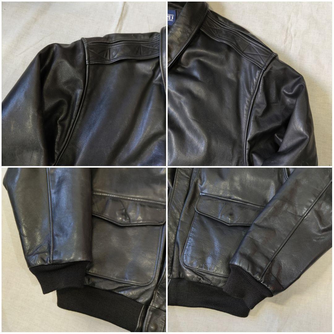 80s 90s USA製 ランズエンド A-2 レザー フライトジャケット 黒