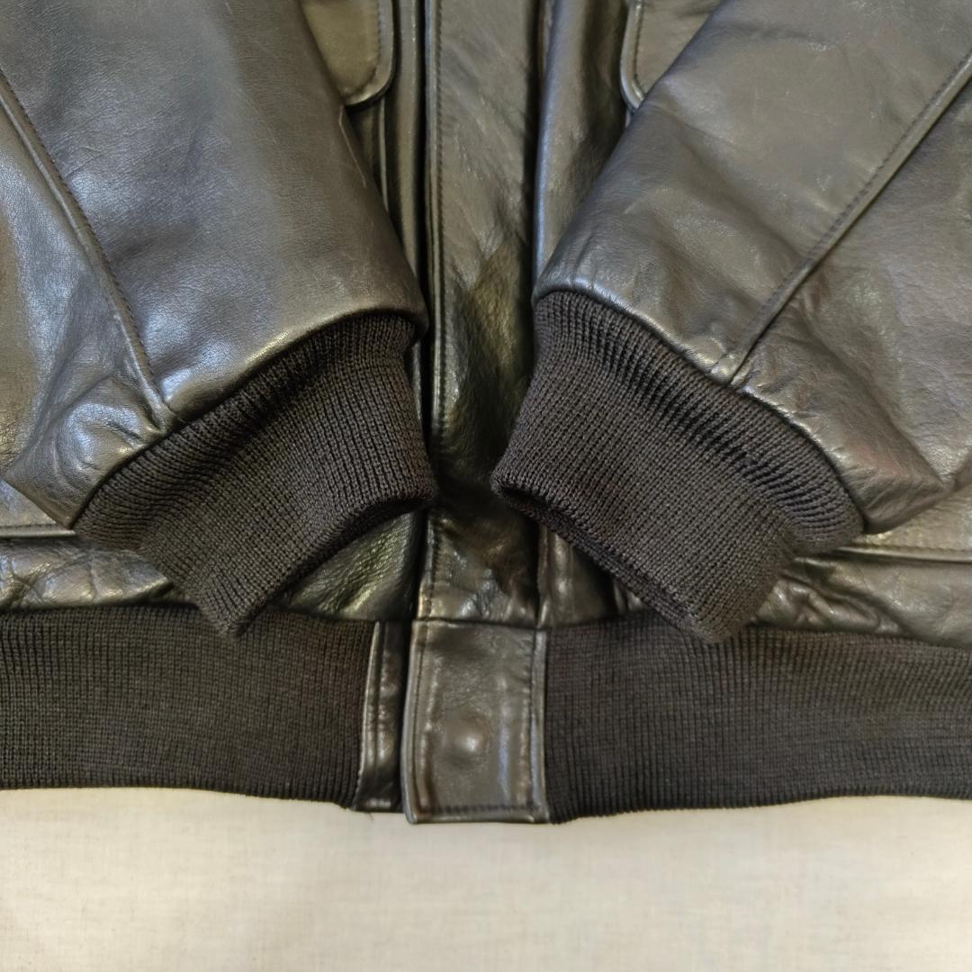 80s 90s USA製 ランズエンド A-2 レザー フライトジャケット 黒