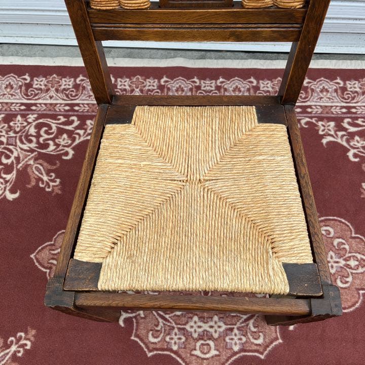 アンティーク古家具 ◾️オーク材 木製家具 ペーパーコードダイニングチェアB