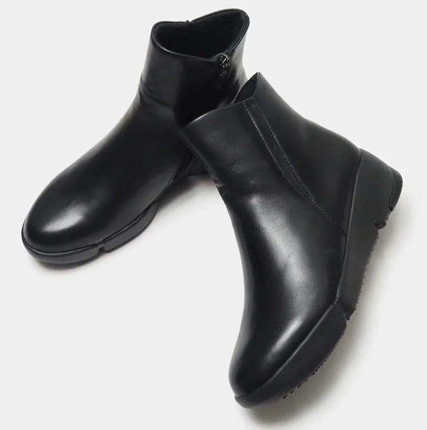 fitfit 新品23.5cm◆ソフトレザーミドルブーツ(ブラック)
