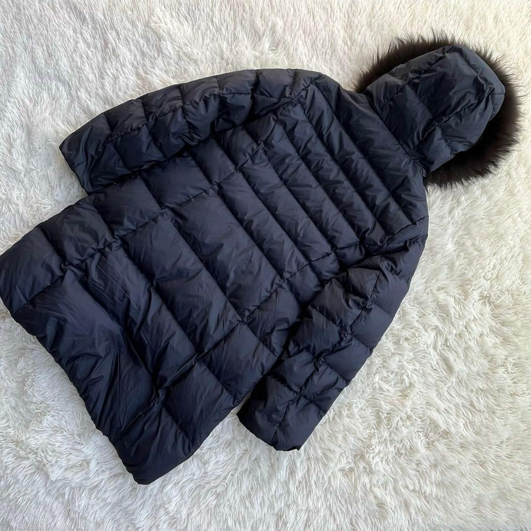 ナノユニバース　西川ダウン　ロングコート　ファー　フード　紺　ネイビー 38