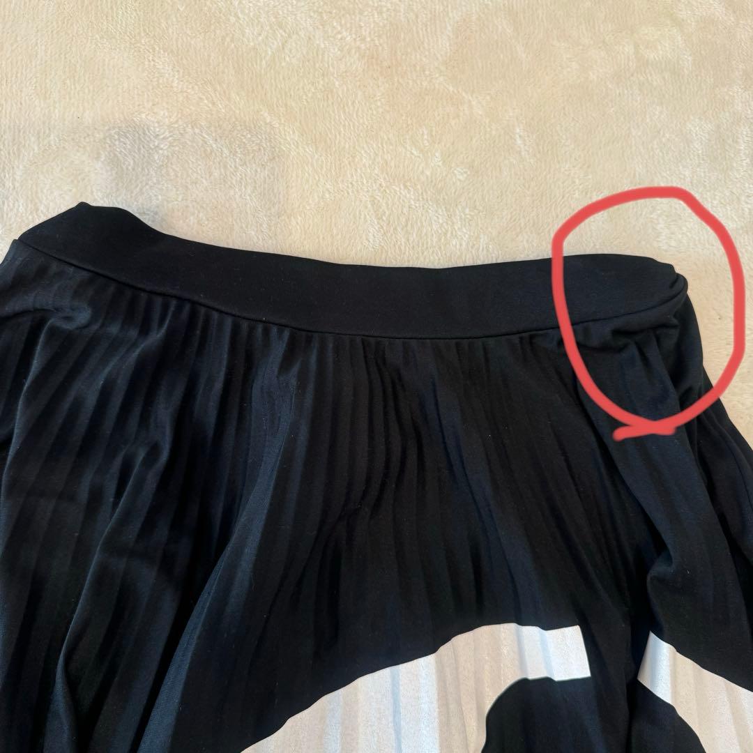 VALENTINO ロゴプリーツスカート ロング ブラック