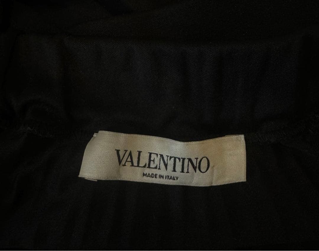 VALENTINO ロゴプリーツスカート ロング ブラック