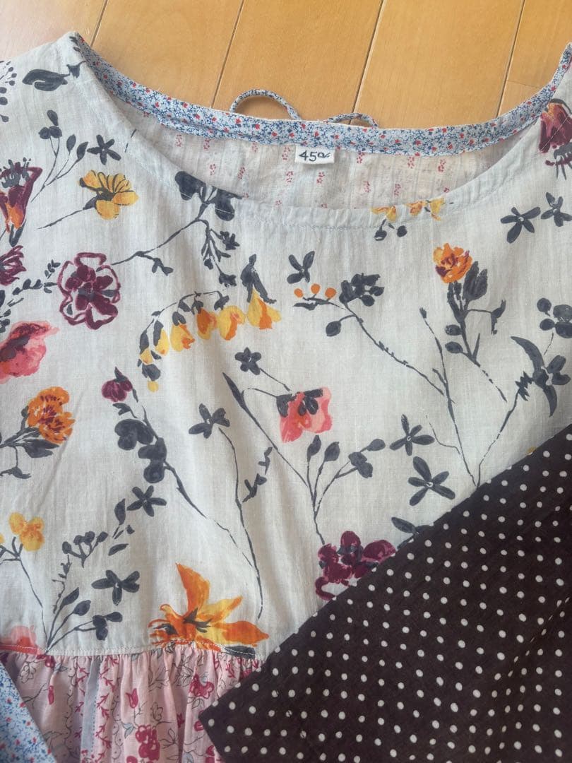 45R インドカディのフラワーミックスプリントブラウス